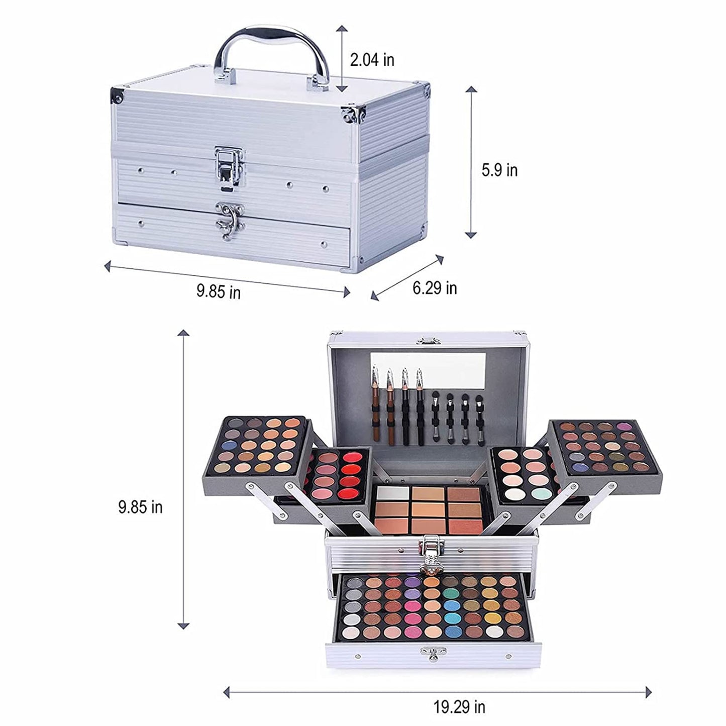 UNIFULL 132-Color All-In-One Makeup Kit – Complete Professional Makeup Set (006N2-Silver)