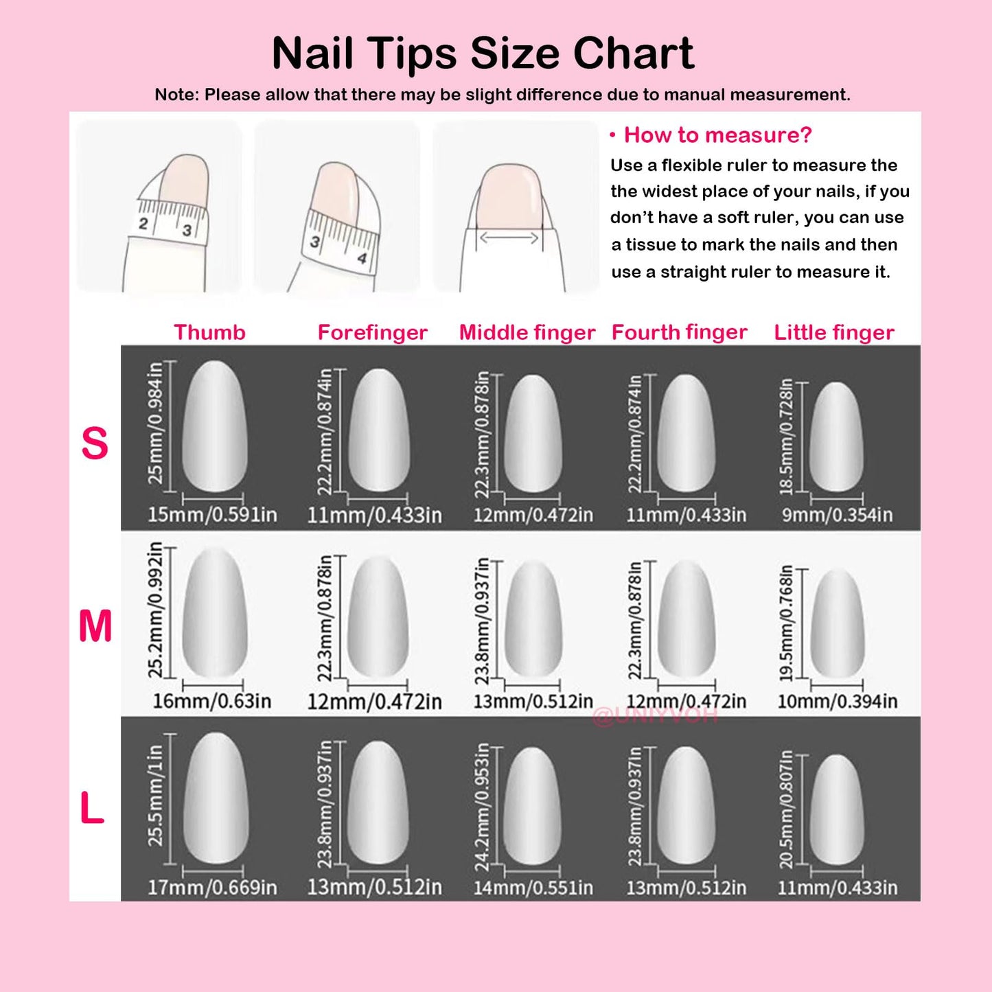 UNIYVOH Almond Press On Nails – Handmade Stiletto 3D Flower Design (Valentine Red French, Size S)