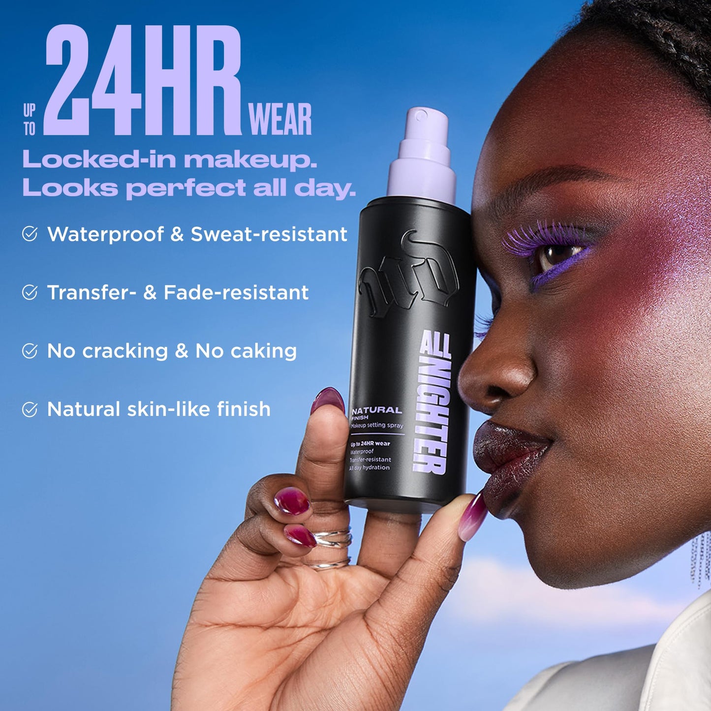 Urban Decay All Nighter Waterproof Setting Spray – Natural Finish, Up to 24HR Wear, 2 x 4 fl oz