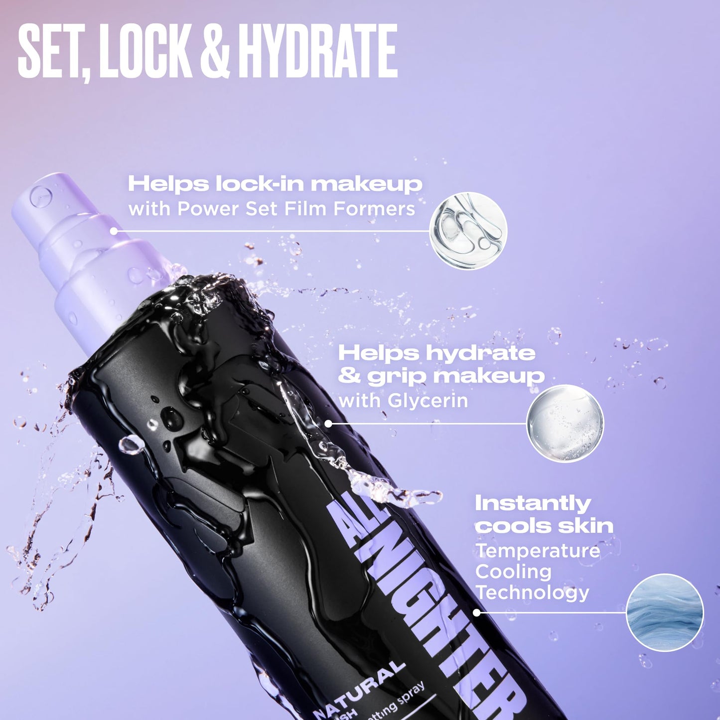 Urban Decay All Nighter Waterproof Setting Spray – Natural Finish, Up to 24HR Wear, 2 x 4 fl oz