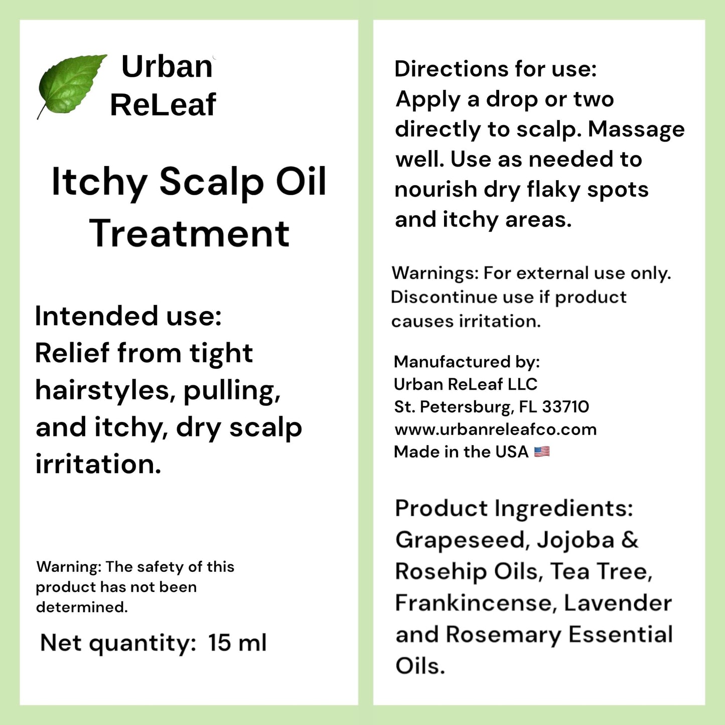 Urban ReLeaf Itchy Scalp Oil Treatment – Pack of 2 for Braids, Wigs & Tight Hairstyles – Made in USA
