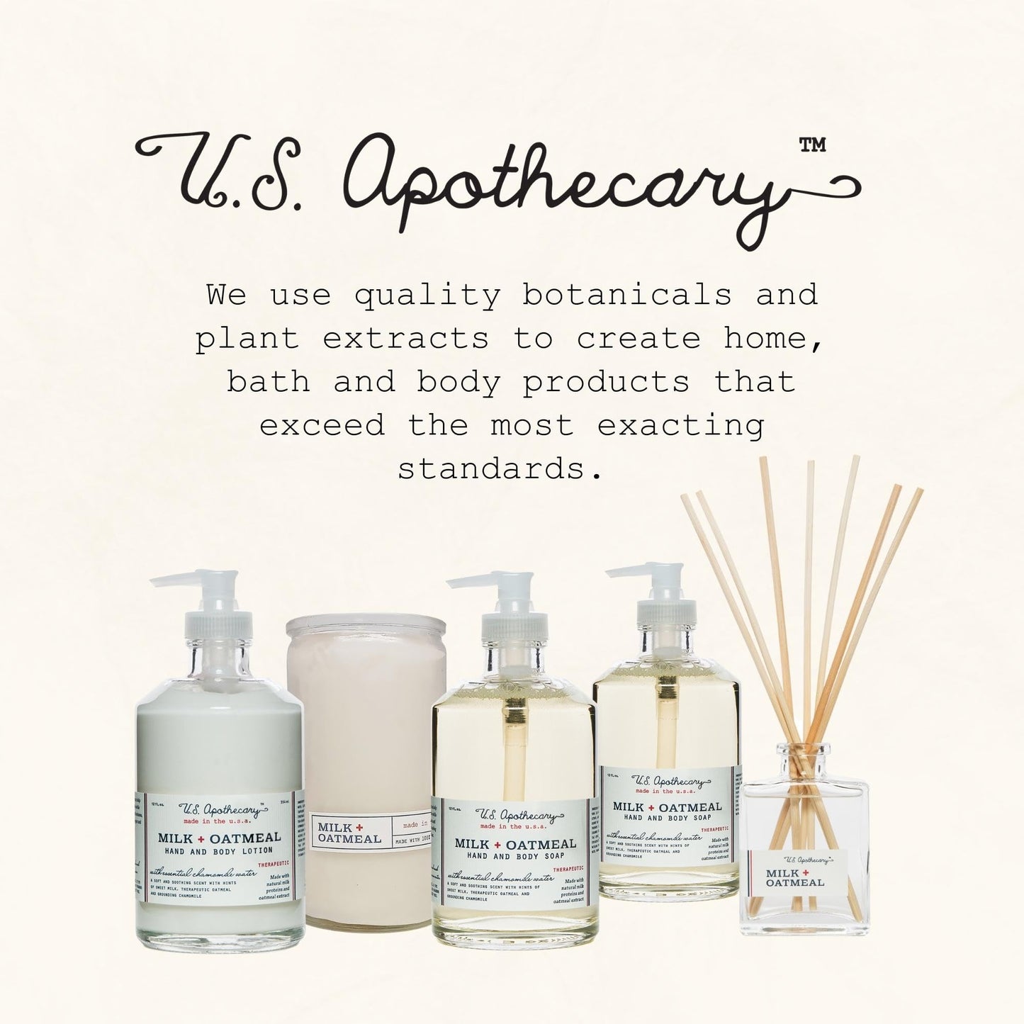 U.S. Apothecary Milk & Oatmeal Hand Soap | Creamy-Sweet Scent, Oatmeal Extract & Milk Proteins, 12 fl oz