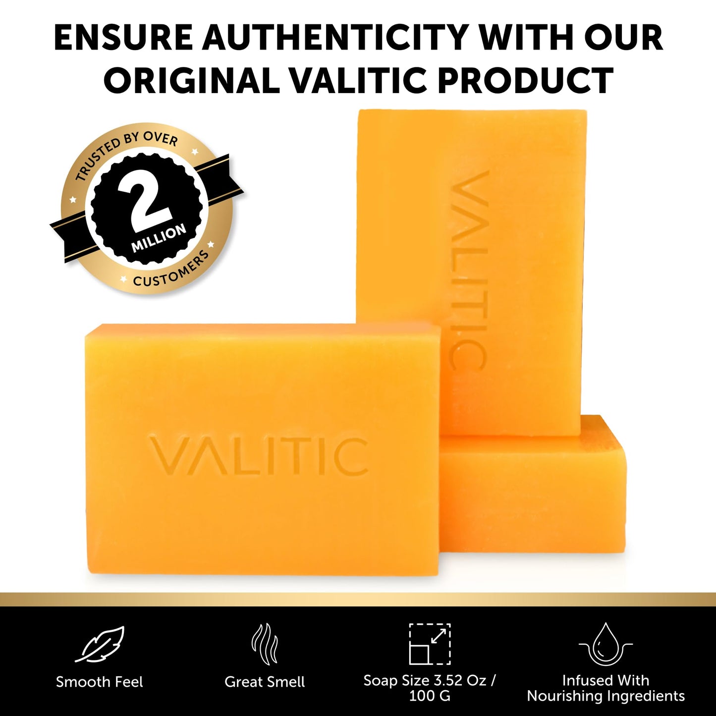 VALITIC Kojic Acid Vitamin C & Retinol Soap Bars with Turmeric – Original Japanese Complex (4 Pack) + Soap Holder