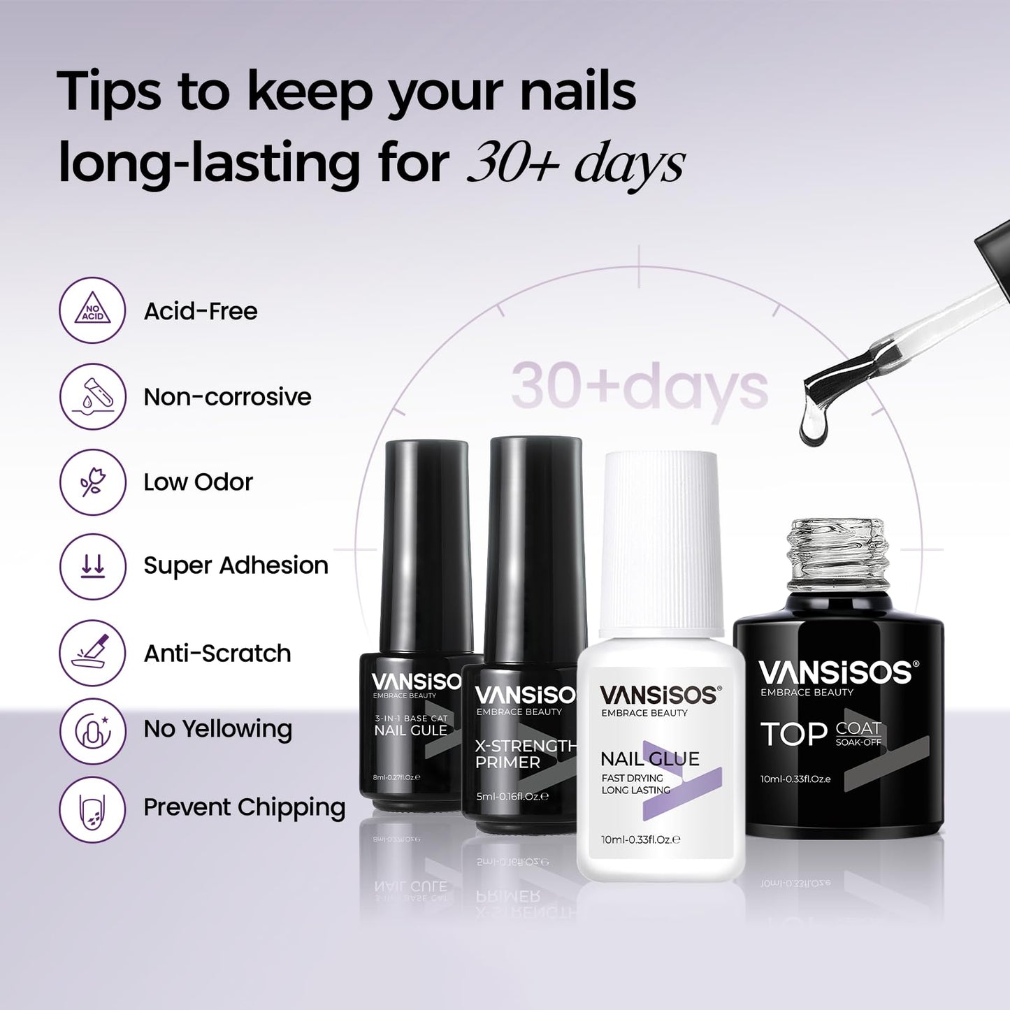 VANSISOS Professional Beginner Nail Kit with Drill – Complete Acrylic Set with Glitter Powder