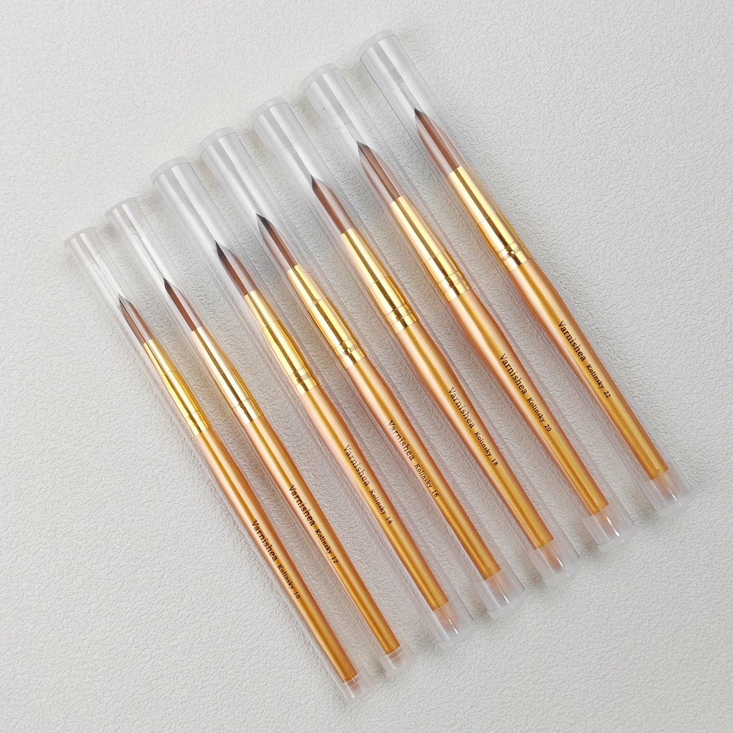 varnishea Kolinsky Acrylic Nail Brush with Golded Solid Wood Handle – Size 16