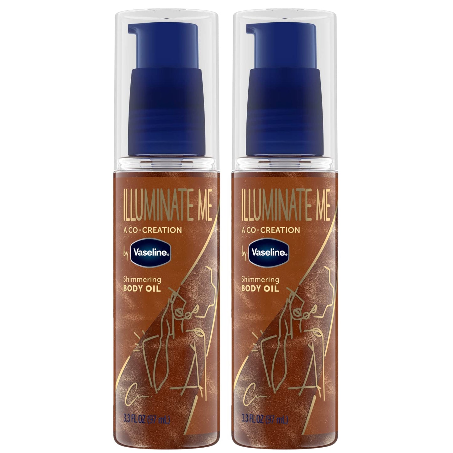 Vaseline Illuminate Me Shimmering Body Oil 3.3 oz (2-Pack) – Glow for Melanin-Rich Skin