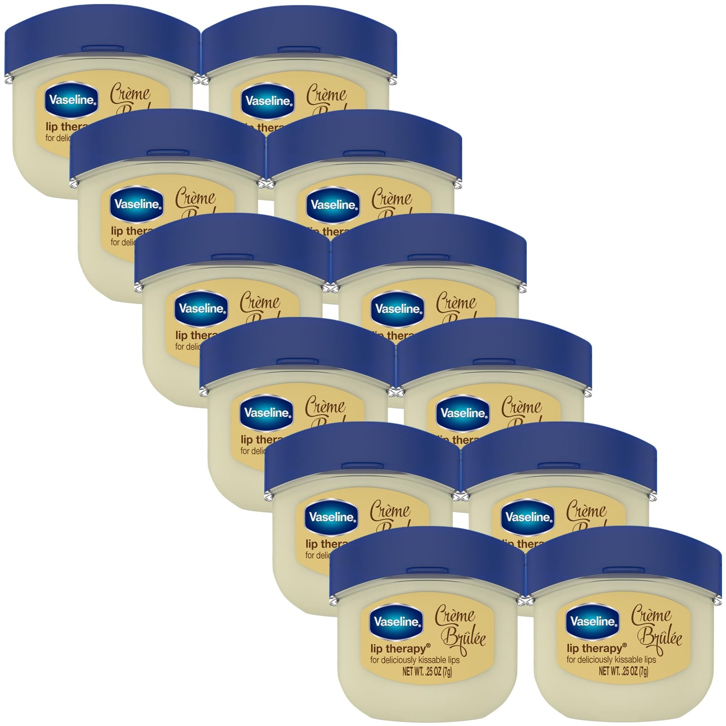 Vaseline Lip Therapy Creme Brulee Mini 12-Pack – Moisturizing Lip Balm for Soft Lips