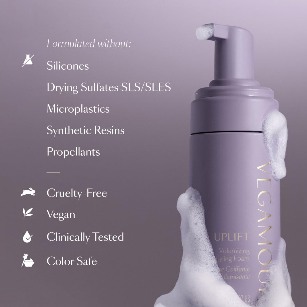 VEGAMOUR UPLIFT Volumizing Styling Foam | Cloud-Like Lift for Fine Hair
