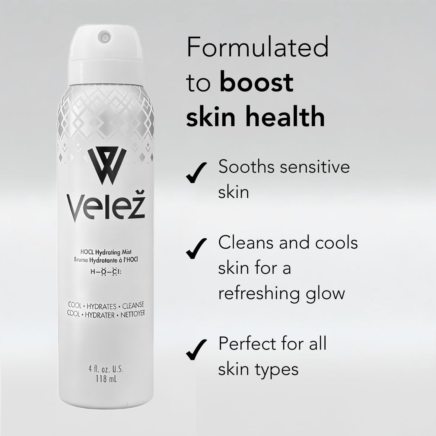 Vezel HOCL Hydrating Face Mist – Gentle Facial Spray for Refreshing, Soothing Skin (4 Fl Oz)