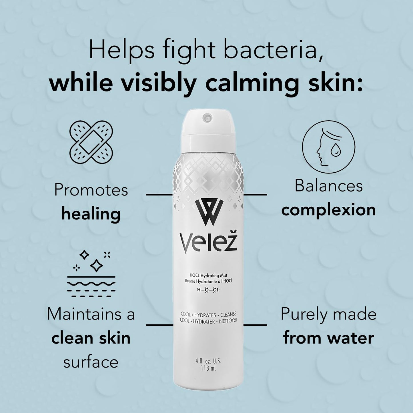 Vezel HOCL Hydrating Face Mist – Gentle Facial Spray for Refreshing, Soothing Skin (4 Fl Oz)