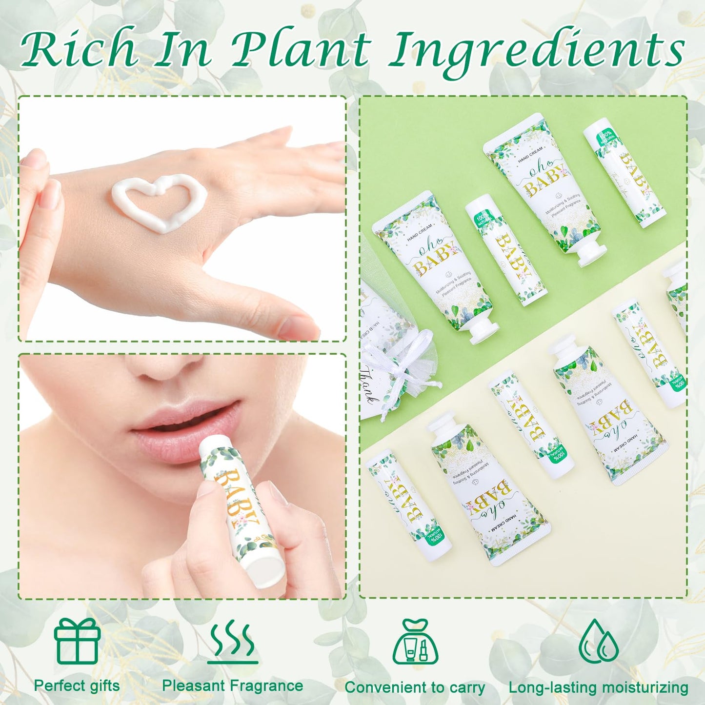 VESPRO 50 Pack Hand Cream & Lip Balm Gift Sets for Baby Showers and Bridal Showers