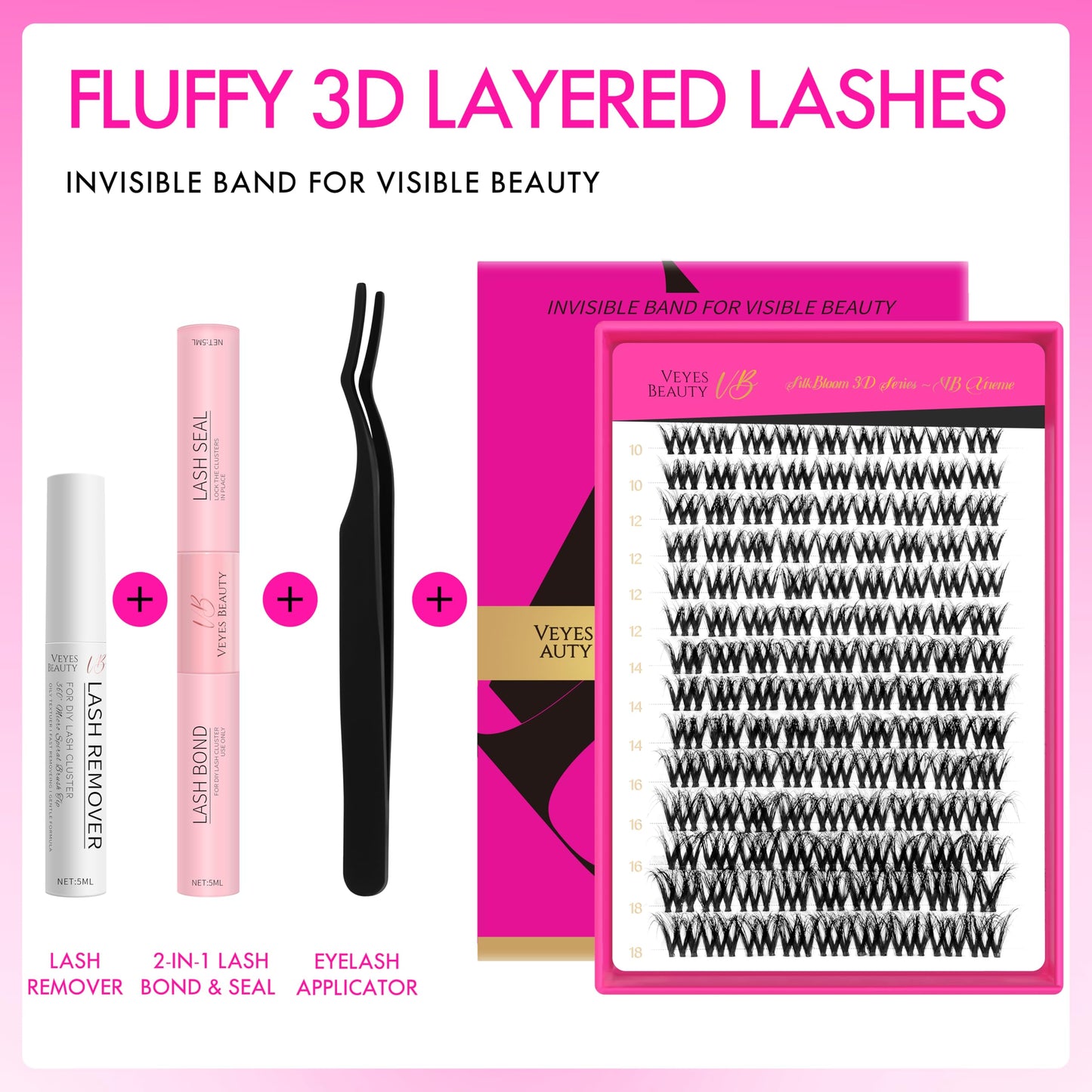 VEYESBEAUTY Lash Clusters Kit — Fluffy 3D Lashes VBmuse Volume