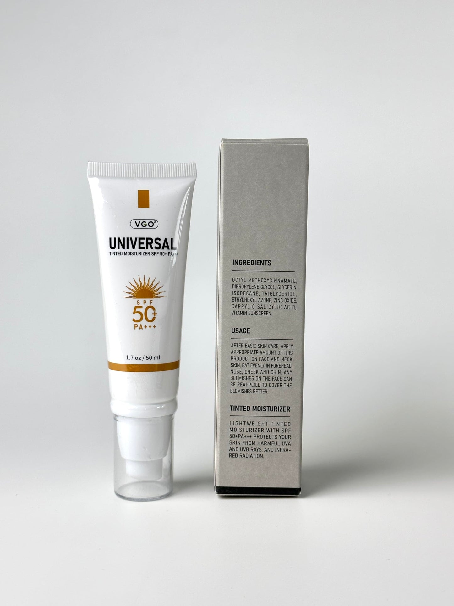 VGO Tinted Sunscreen for Face SPF 50 | Hydrating Sun Essence | Travel Size 50 ml
