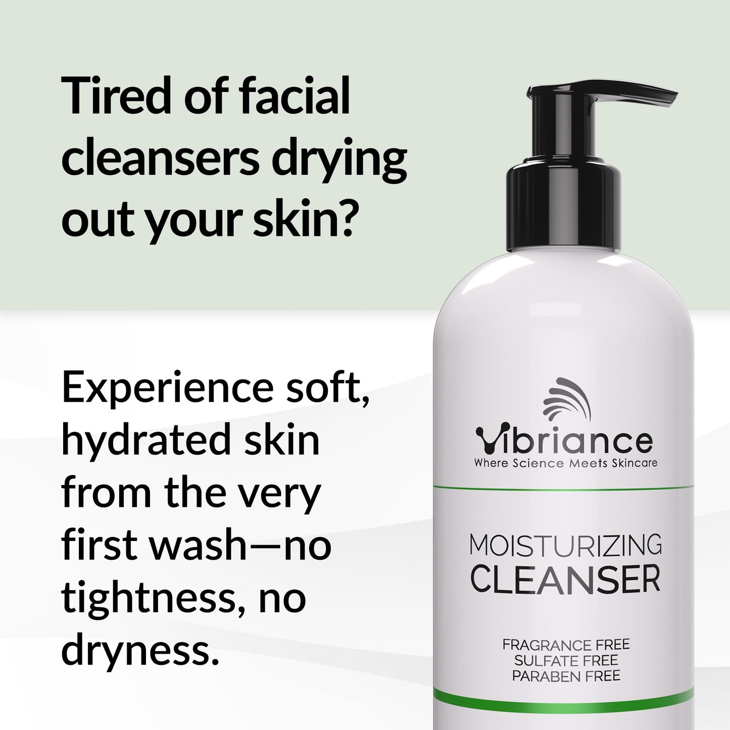 Vibriance Moisturizing Cleanser – Oil-to-Foam Face Wash with Niacinamide & Shea Butter for Mature Skin | Hydrating & Gentle, Sulfate-Free, 12 oz