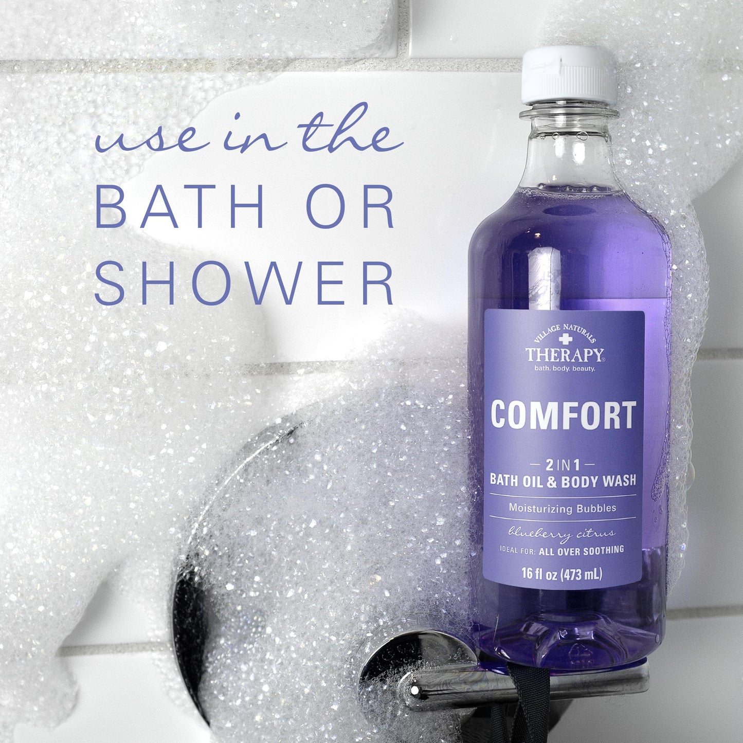 Village Naturals Therapy Comfort 2-in-1 Foaming Bath Oil & Body Wash - 16 oz, Pack of 4