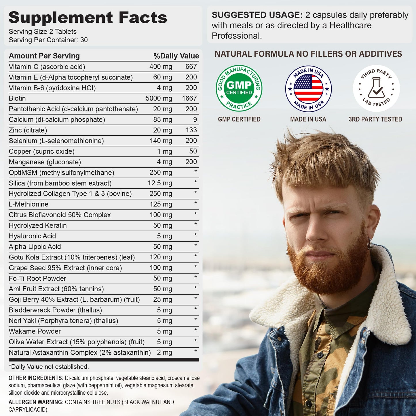 vimulti Love Your Beard Growth Vitamins – Thicker, Fuller, Healthier Facial Hair for Men
