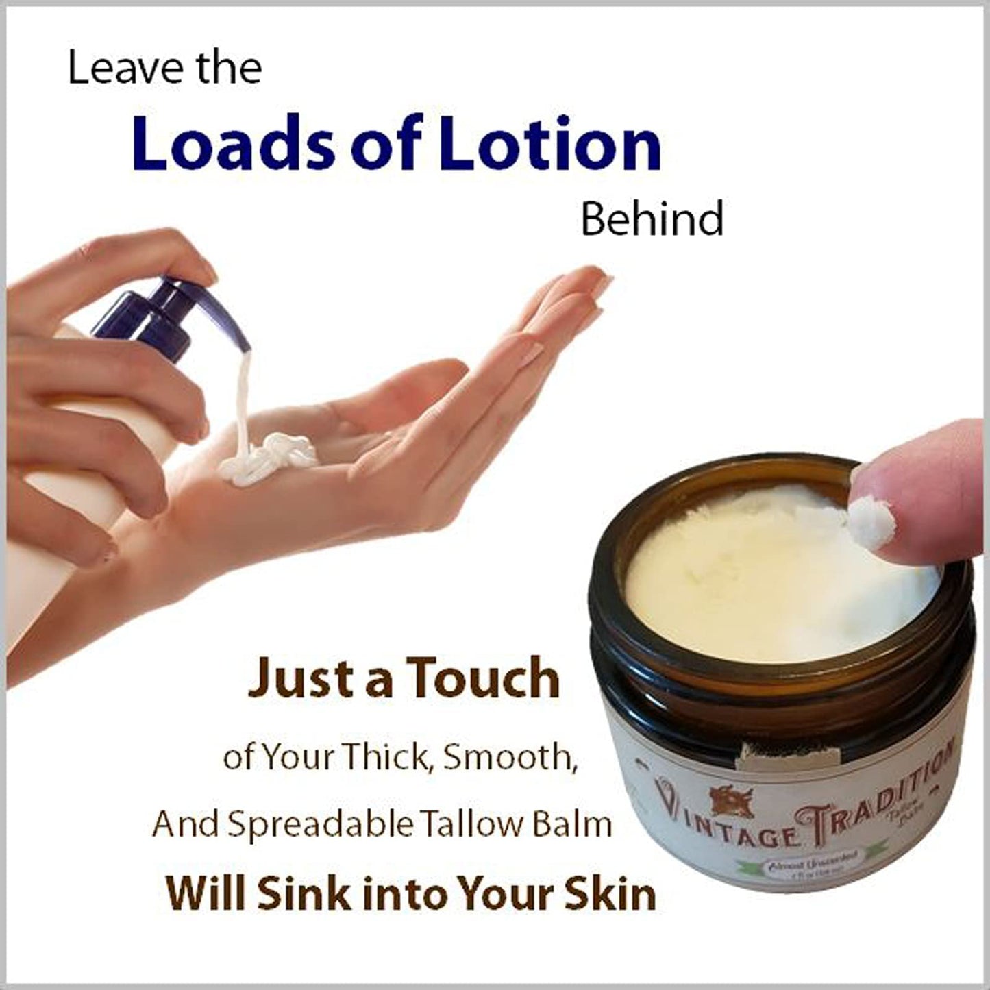 Vintage Tradition Beef Tallow Balm – Hydrating Jasmine Skin Salve (2 oz)