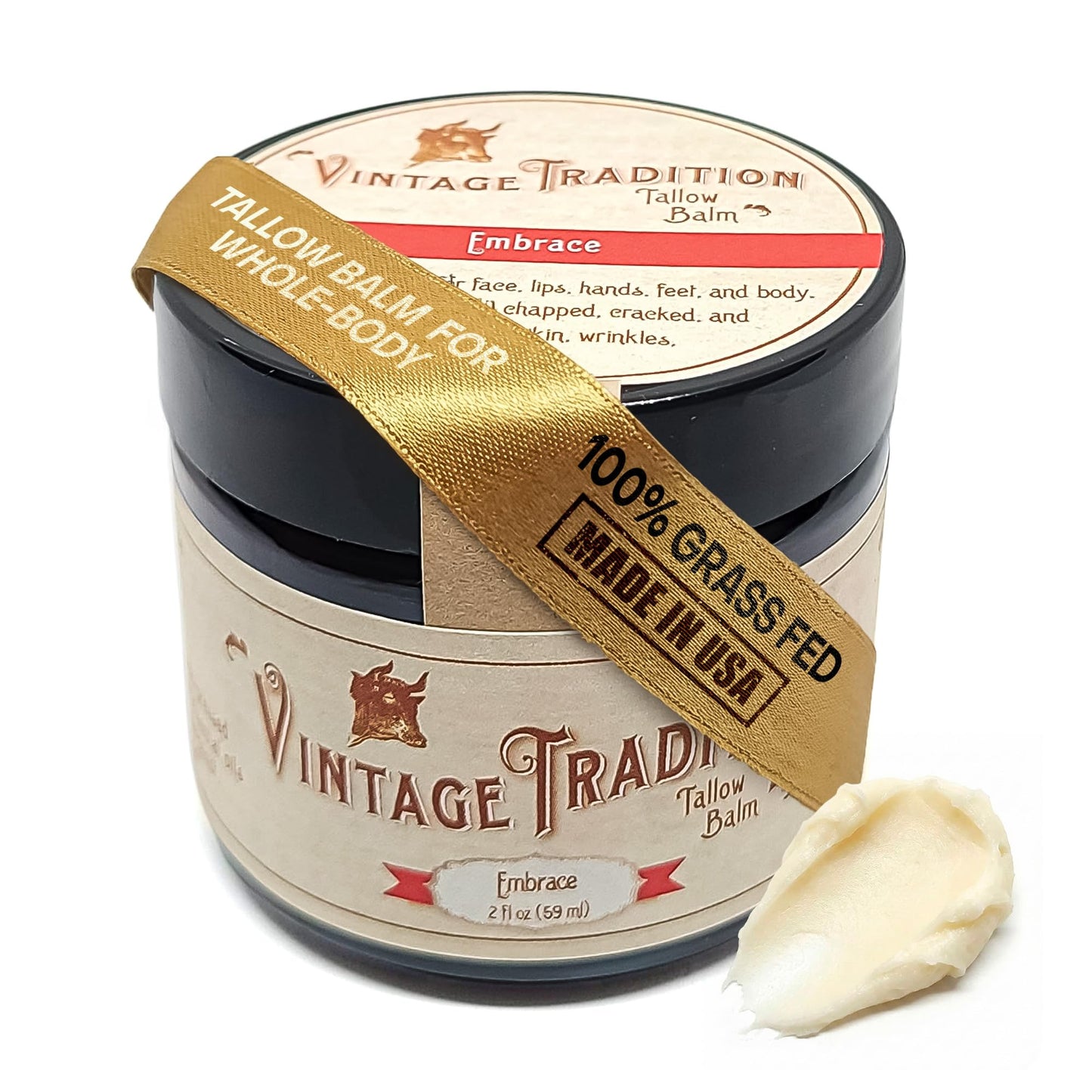 Vintage Tradition Beef Tallow Balm – Hydrating Jasmine Skin Salve (2 oz)