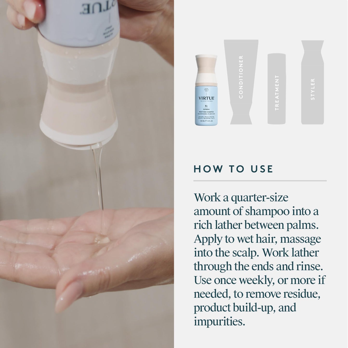 Virtue Clarifying Detox Shampoo — Sulfate-Free Weekly Detox with Alpha Keratin 60ku