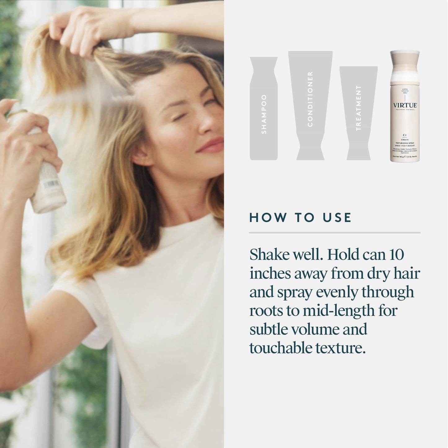 VIRTUE Texturizing Spray | Sulfate Free, Color Safe, Lightweight Shine & Texture – 5 Oz