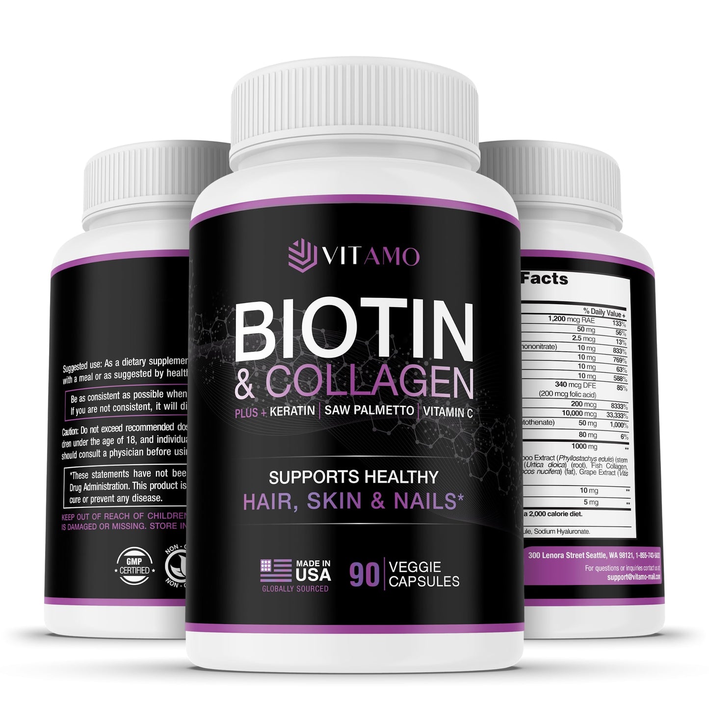 Vitamo Postpartum Hair Loss Vitamins for Women | Postnatal Hair Growth with Hyaluronic Acid & Biotin | 90 Capsules