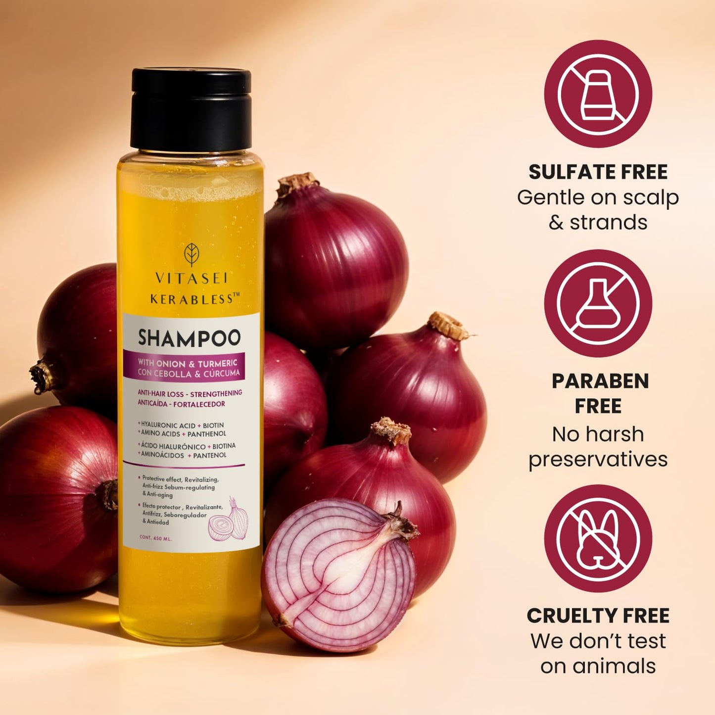 VITASEI Kerabless Shampoo with Onion & Turmeric - Hair Revitalizing & Protection