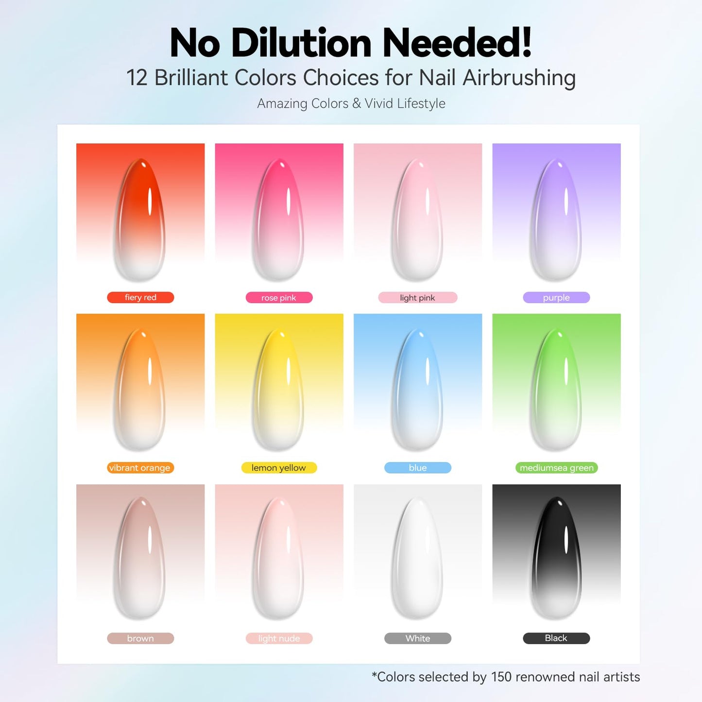 VRENMOL 12PCS Airbrush Gel Nail Polish – HEMA-Free, No Dilution, 12 Bright Colors