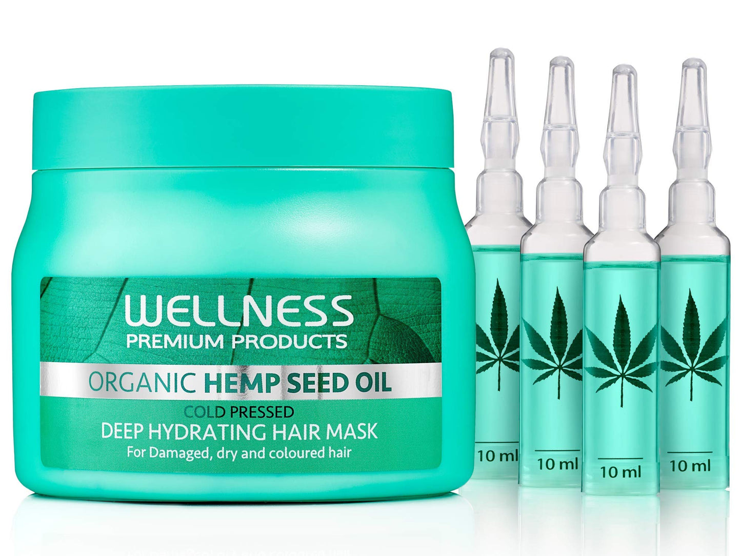Wellness Premium Organic Hemp Seed Oil Deep Hydrating Hair Mask – Unisex, 16.91 fl oz | I0095757