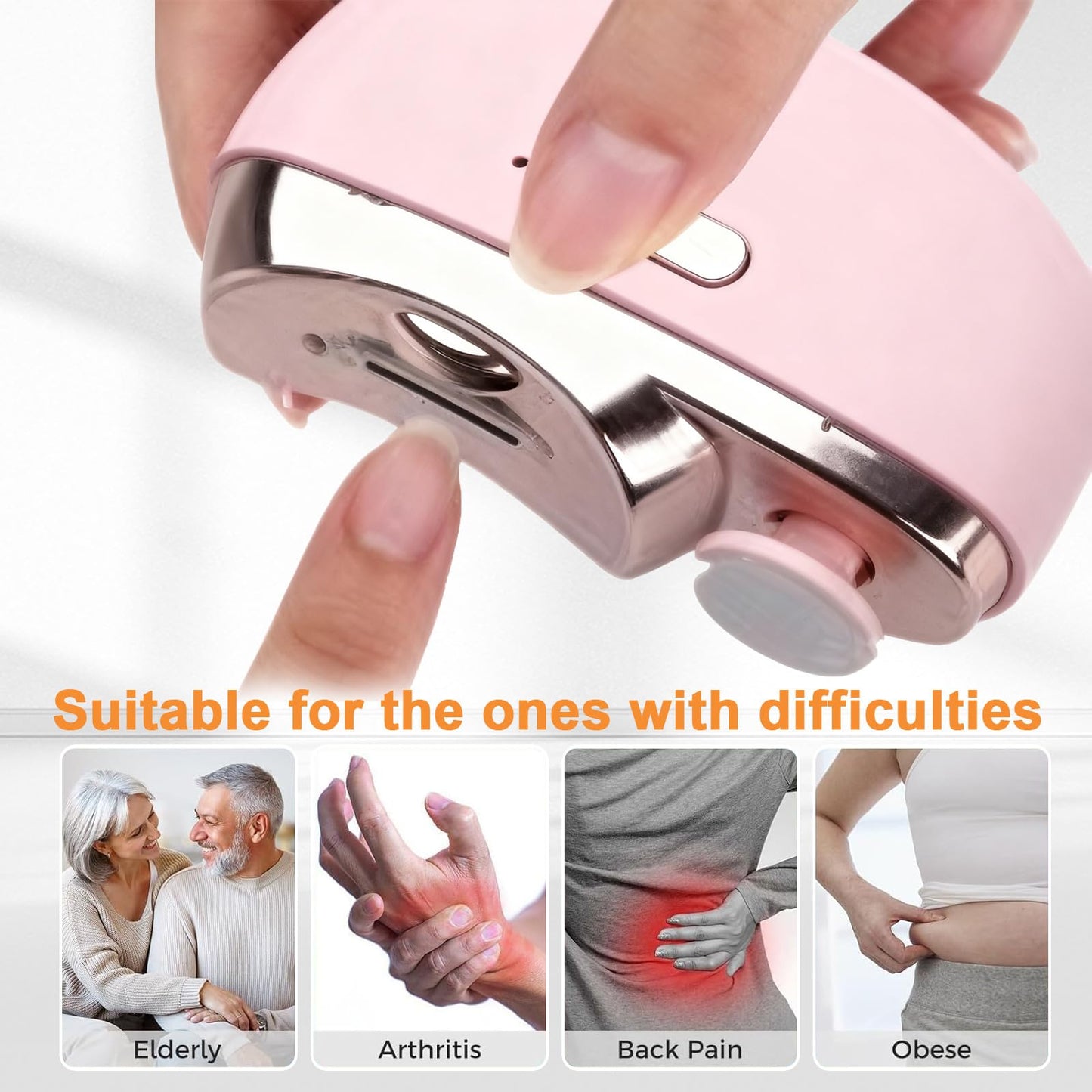 witpiny Easyclip Smart Nail Clipper - 3-in-1 Electric Nail Clippers with LED Light (Gray)