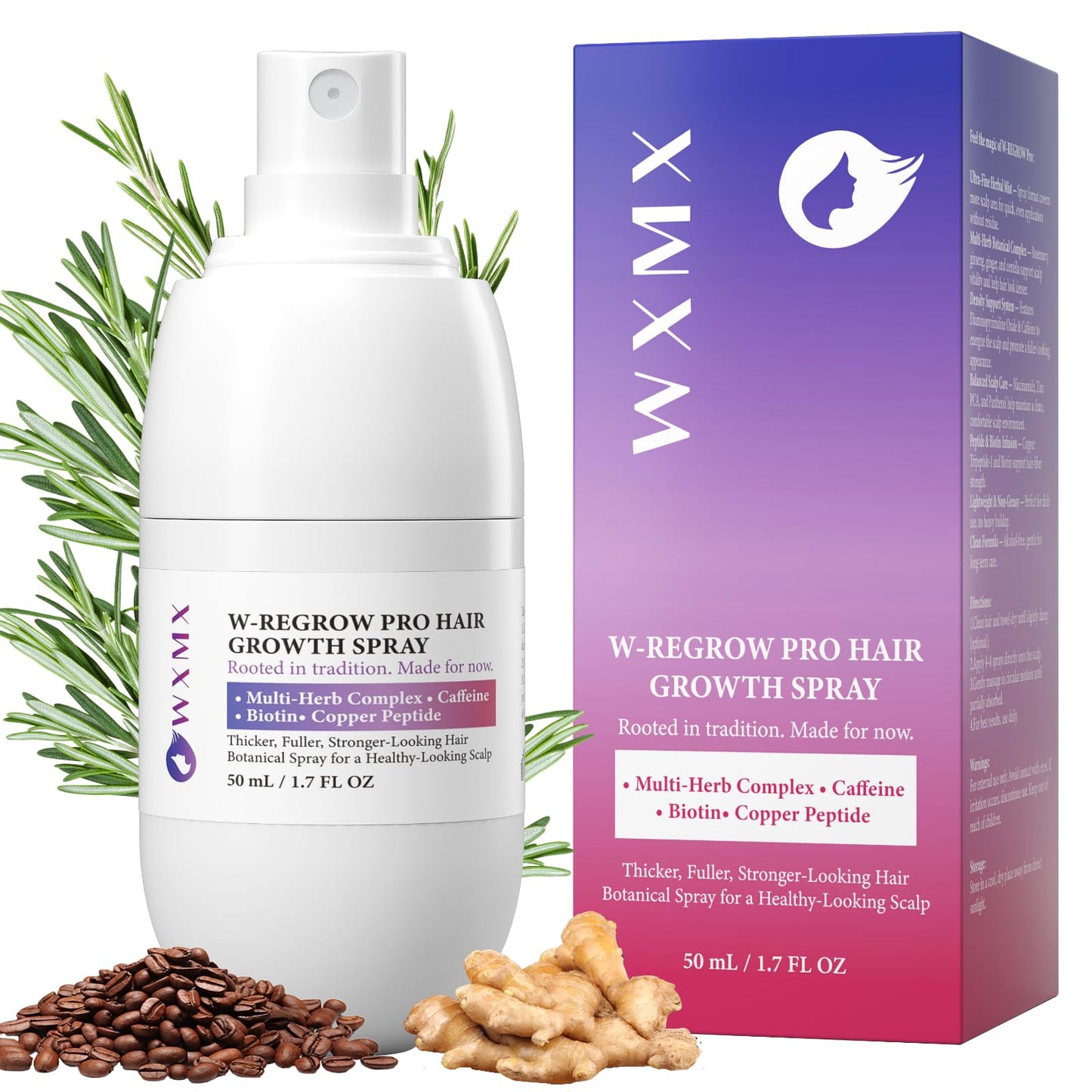 WXMX W-Regrow Pro Hair Growth Spray – Rosemary, Biotin & Caffeine | 50ml
