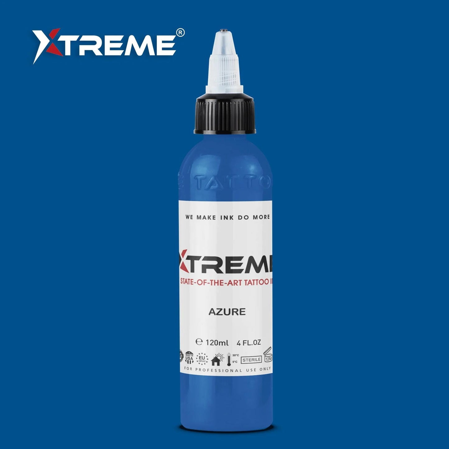XTREME Tattoo Ink Azure 4 oz | Water-Based, Medium Viscosity, Acrylic-Free