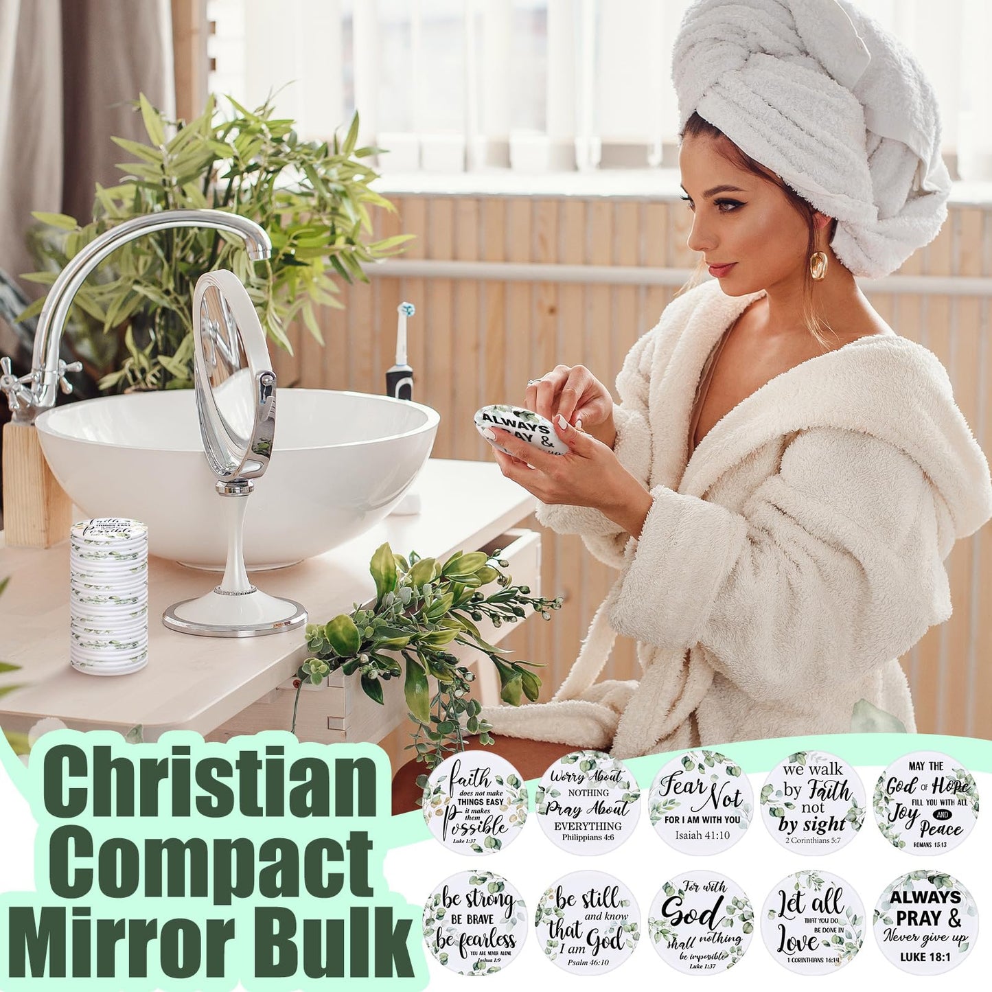 Yaomiao 160 Pcs Christian Gifts Compact Mirrors for Women – Bible Verse Pocket Mirrors Bulk