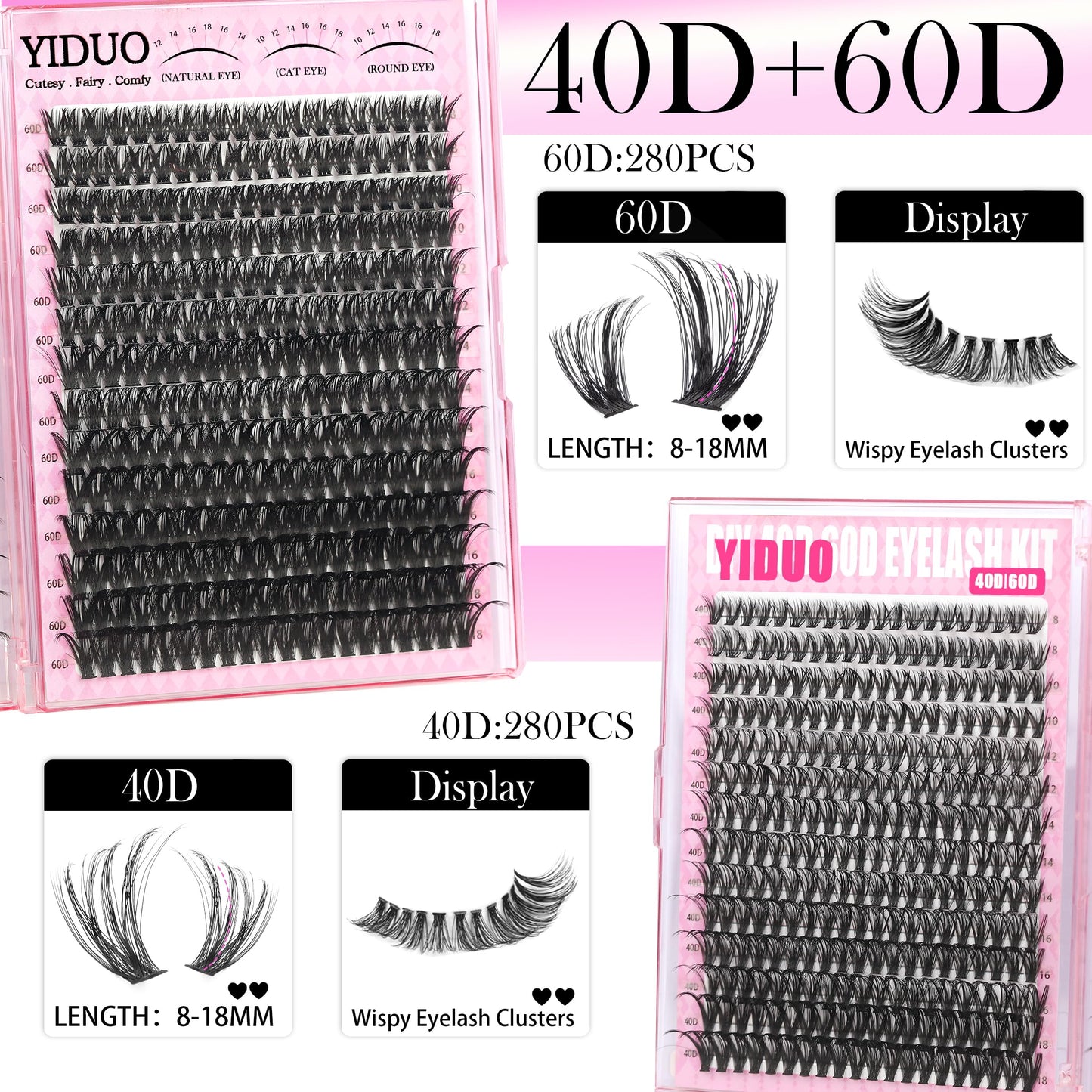 YIDUO 6-Style Lash Clusters Kit – 1520 Pcs with Bond & Seal for DIY Lash Extensions