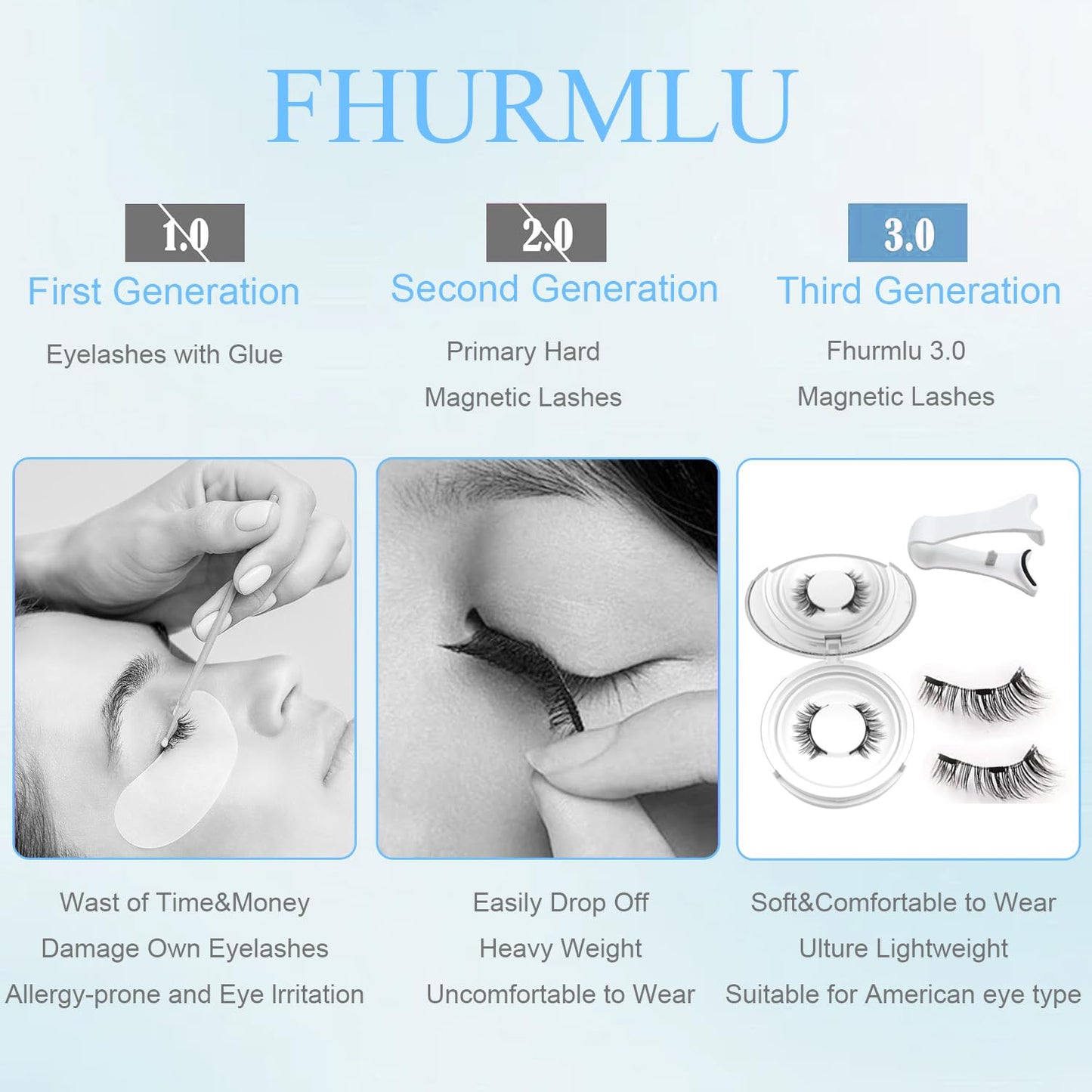 Yogkuse Hunnyfit Magnetic Eyelashes with Applicator – No Glue Needed, Reusable Natural Look