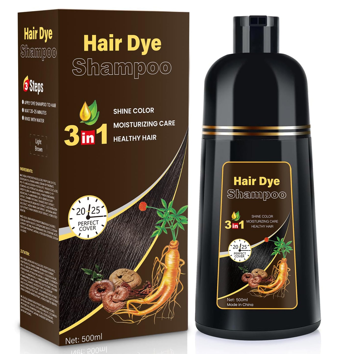 YOURTONE Hair Dye Shampoo 3-in-1: Gray Coverage & Plant-Based Formula (16.9 fl oz)
