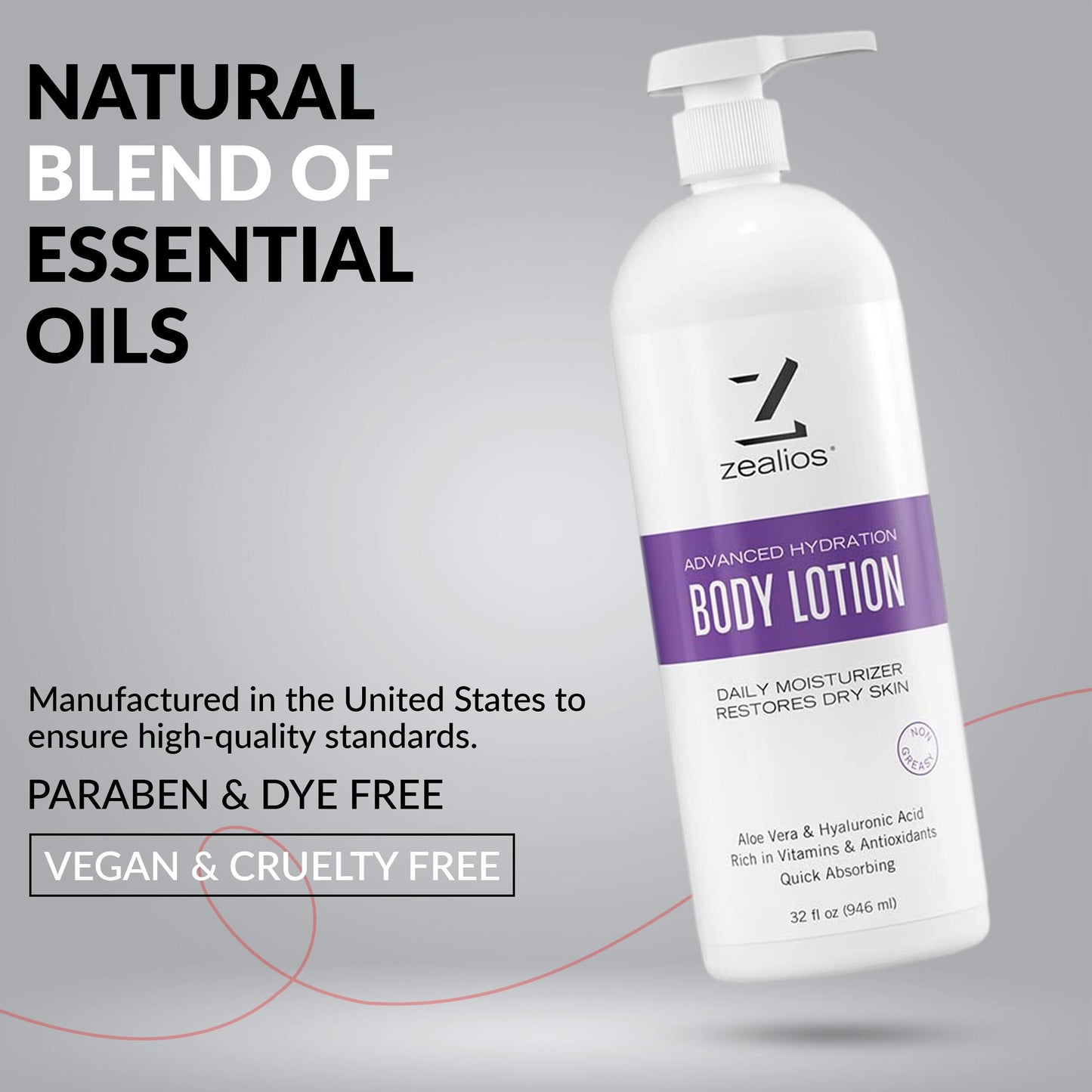Zealios Advanced Hydration Body Lotion 32oz for Dry Skin – Deep Moisture, Papaya & Lychee Scent
