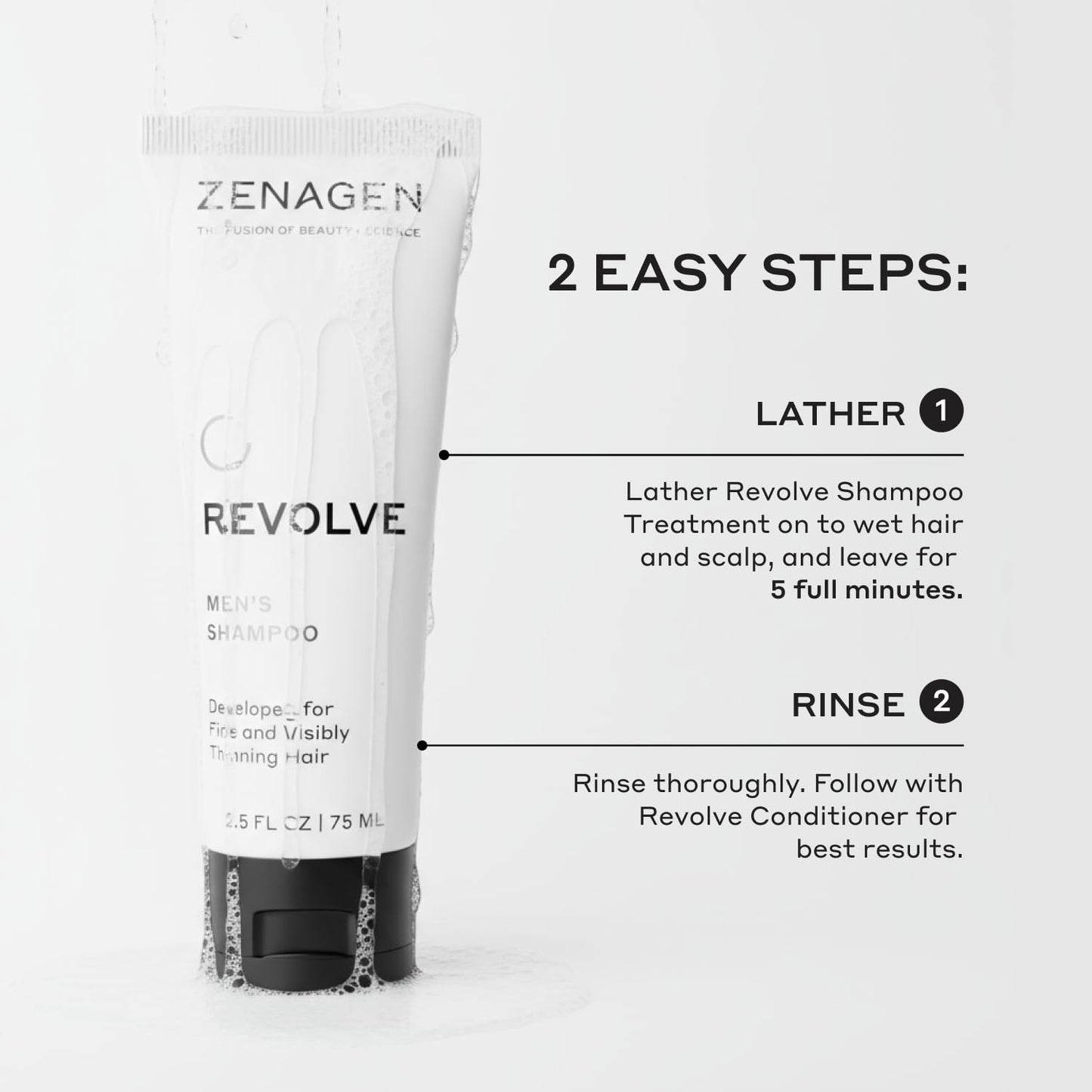 ZENAGEN Revolve Men's Travel Kit – Travel-Size Shampoo & Conditioner for Fine Hair (Plant-Based, Color-Safe, Vegan)