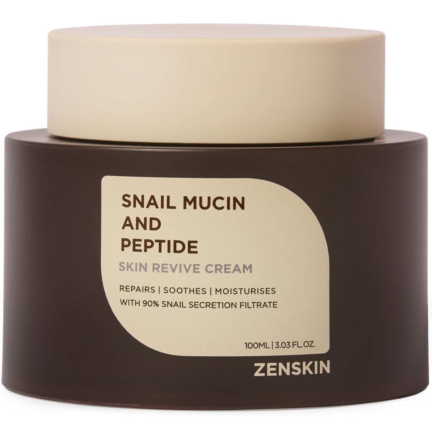 Zenskin Snail Mucin & Peptide Cream – 90% Snail Mucin, 5 Peptides, Deep Hydration, 100ml