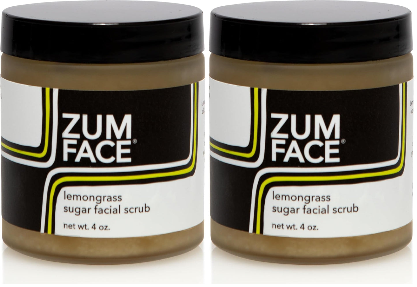 Zum Face Sugar Scrub – Natural Exfoliator with Jojoba, Coconut & Olive Oils – Lemongrass – Pack of 2