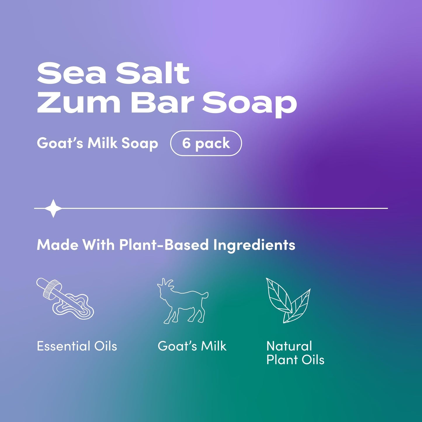 Zum Indigo Wild Goat Milk Soap Bar – Sea Salt, 3 oz, 6 Pack | Essential Oils Hand & Body Bar