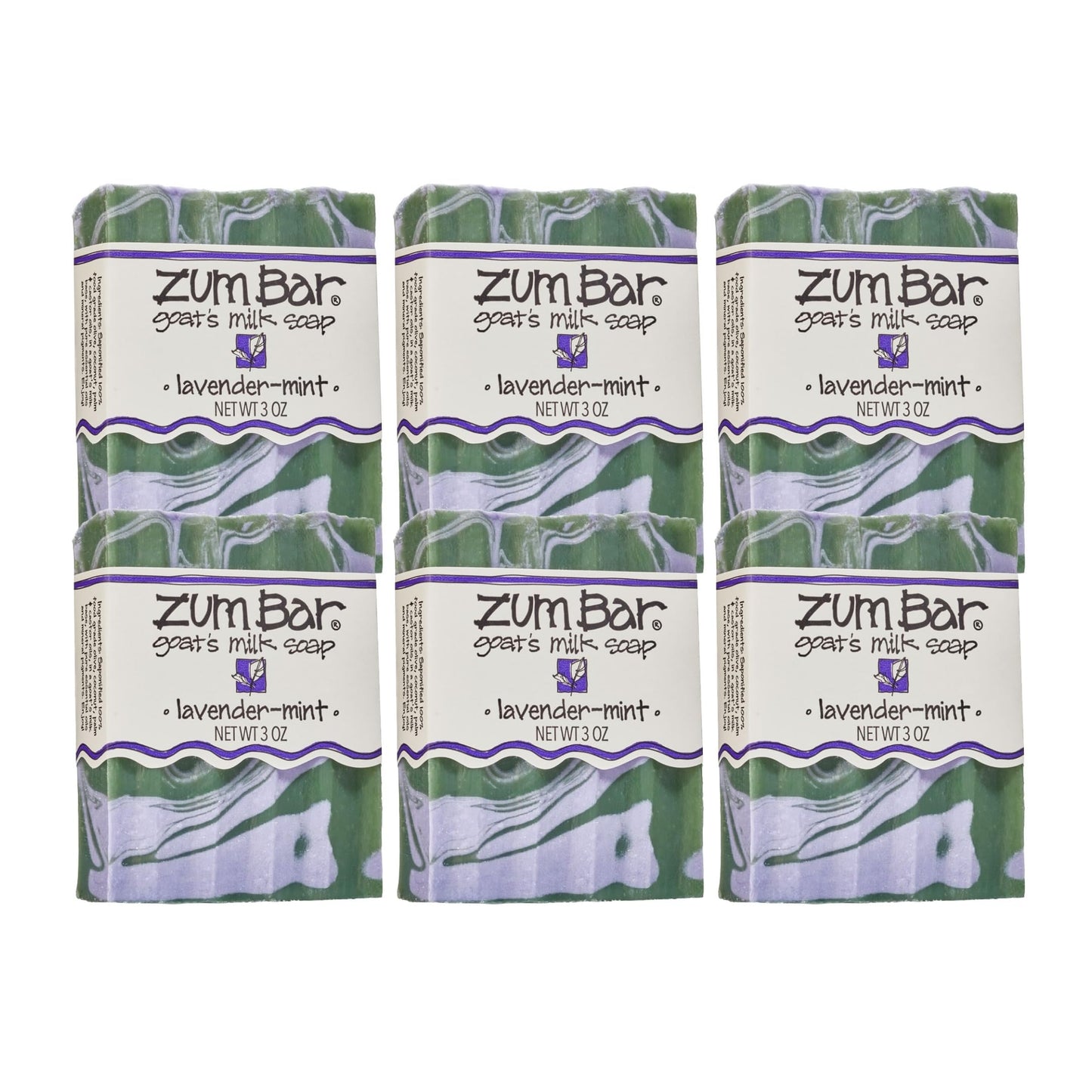 Zum Indigo Wild Goat Milk Soap Bar – Lavender Mint, 3 oz, 6 Pack | Natural Oils, Cruelty-Free